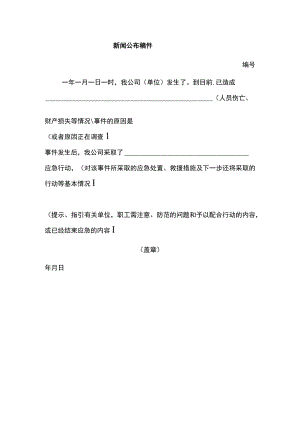 新闻公布稿件（标准模板）.docx