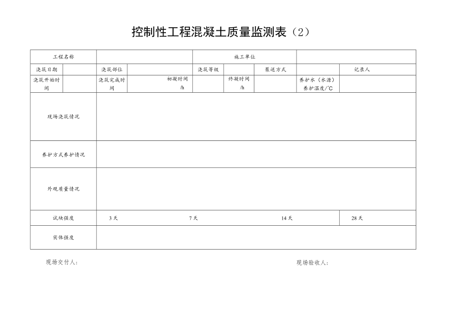 控制性工程混凝土质量监测表（2）.docx_第1页