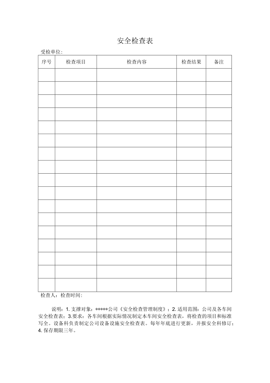 安全标准化之安全检查表.docx_第1页