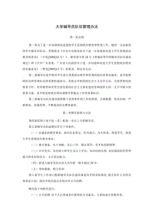 大学辅导员队伍管理办法.docx