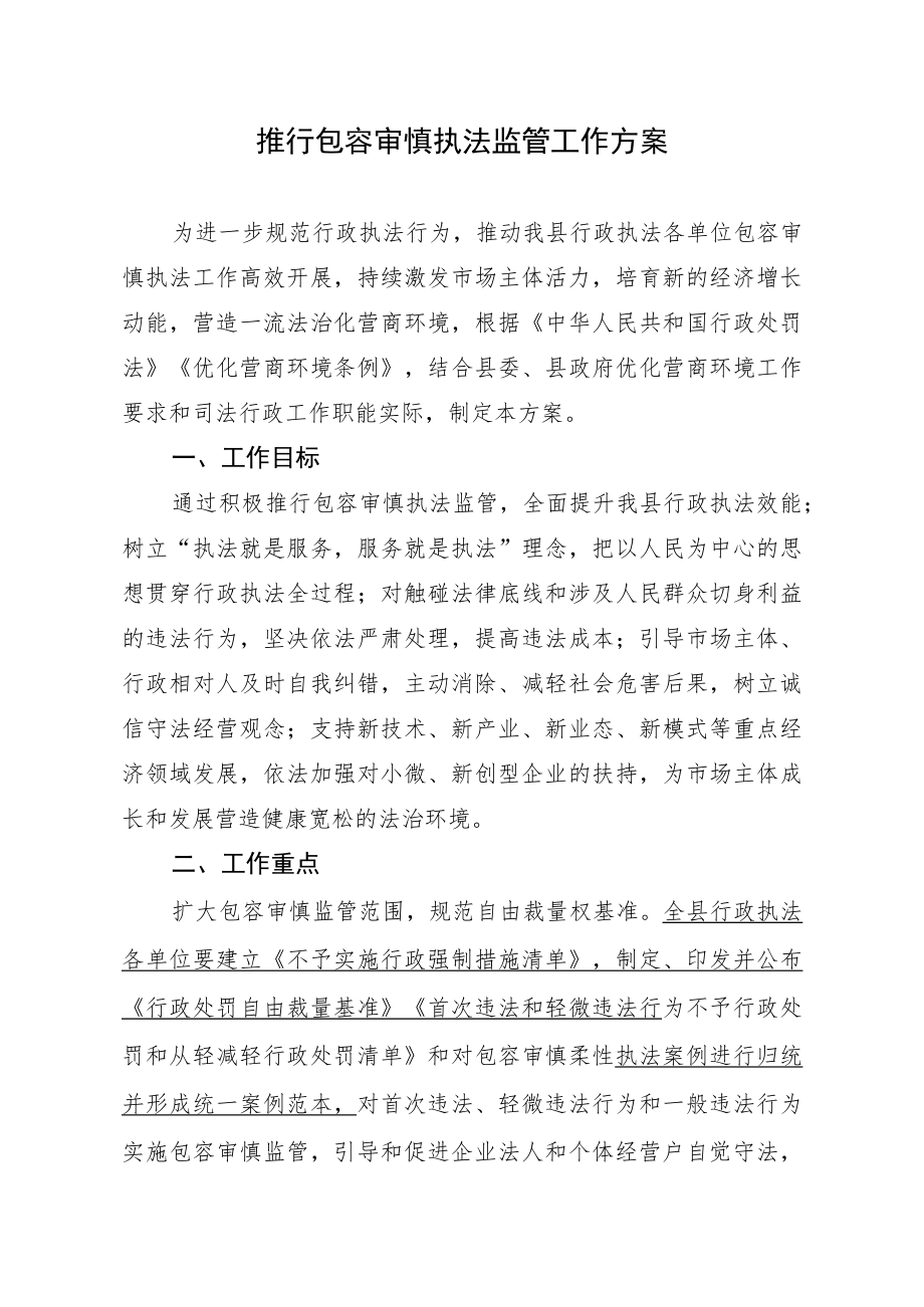 推行包容审慎执法监管工作方案(正式发文版).docx_第2页