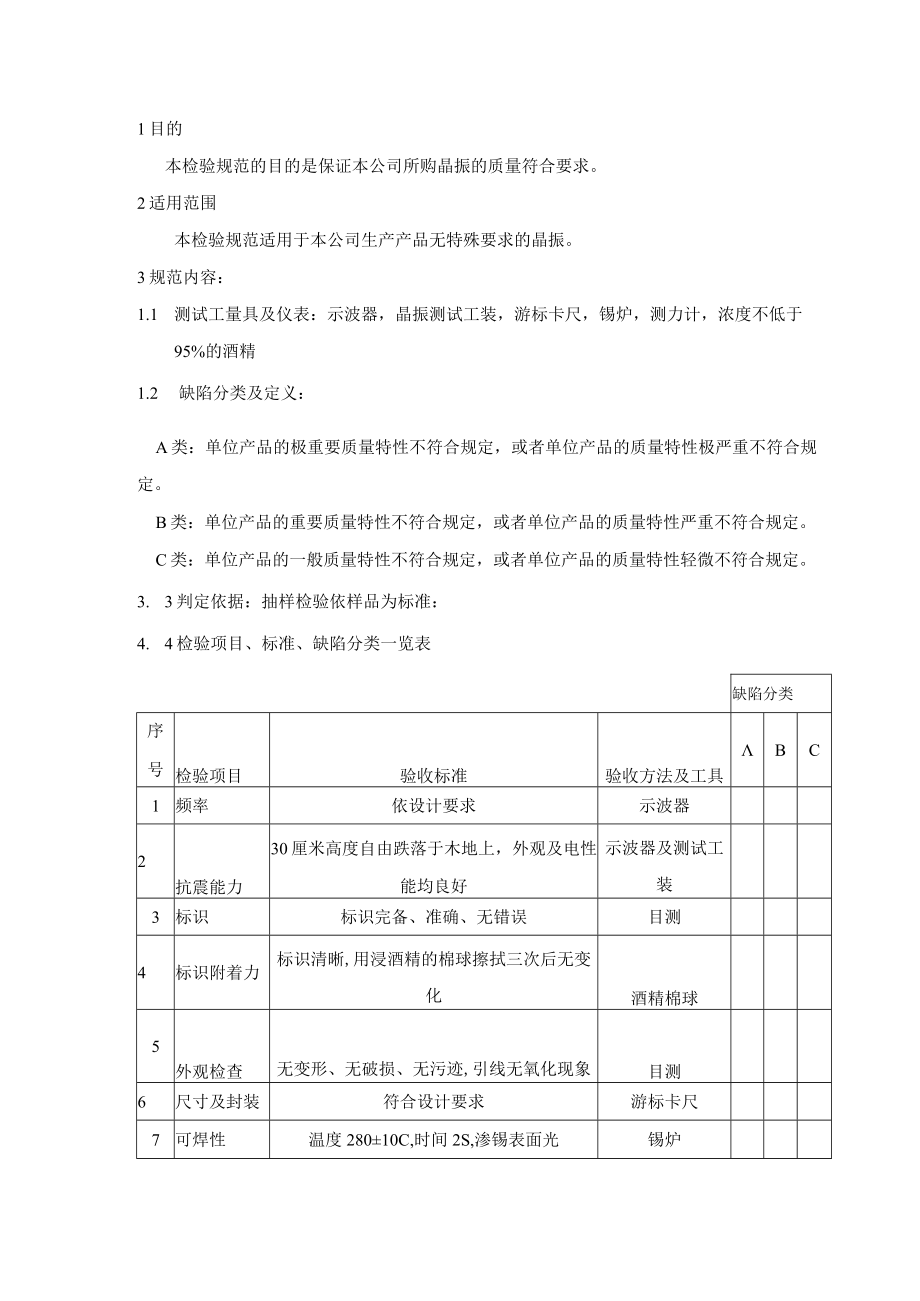 晶振-来料检验规范.docx_第1页