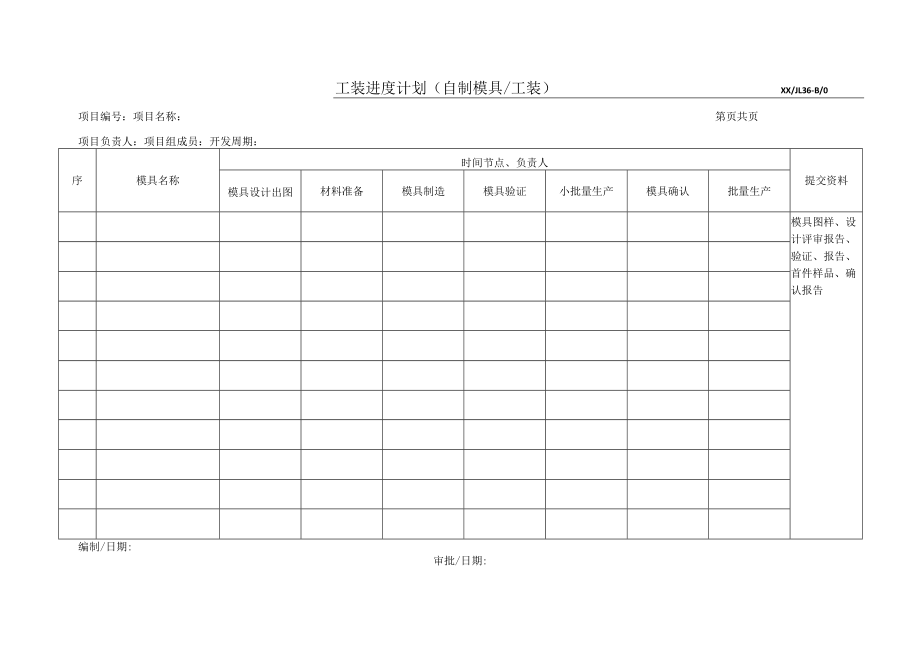 工装进度计划（自制模具工装）.docx_第1页