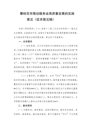 攀枝花市促进服务业高质量发展的实施意见.docx