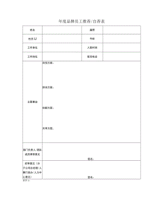 年度品牌员工评选表单.docx