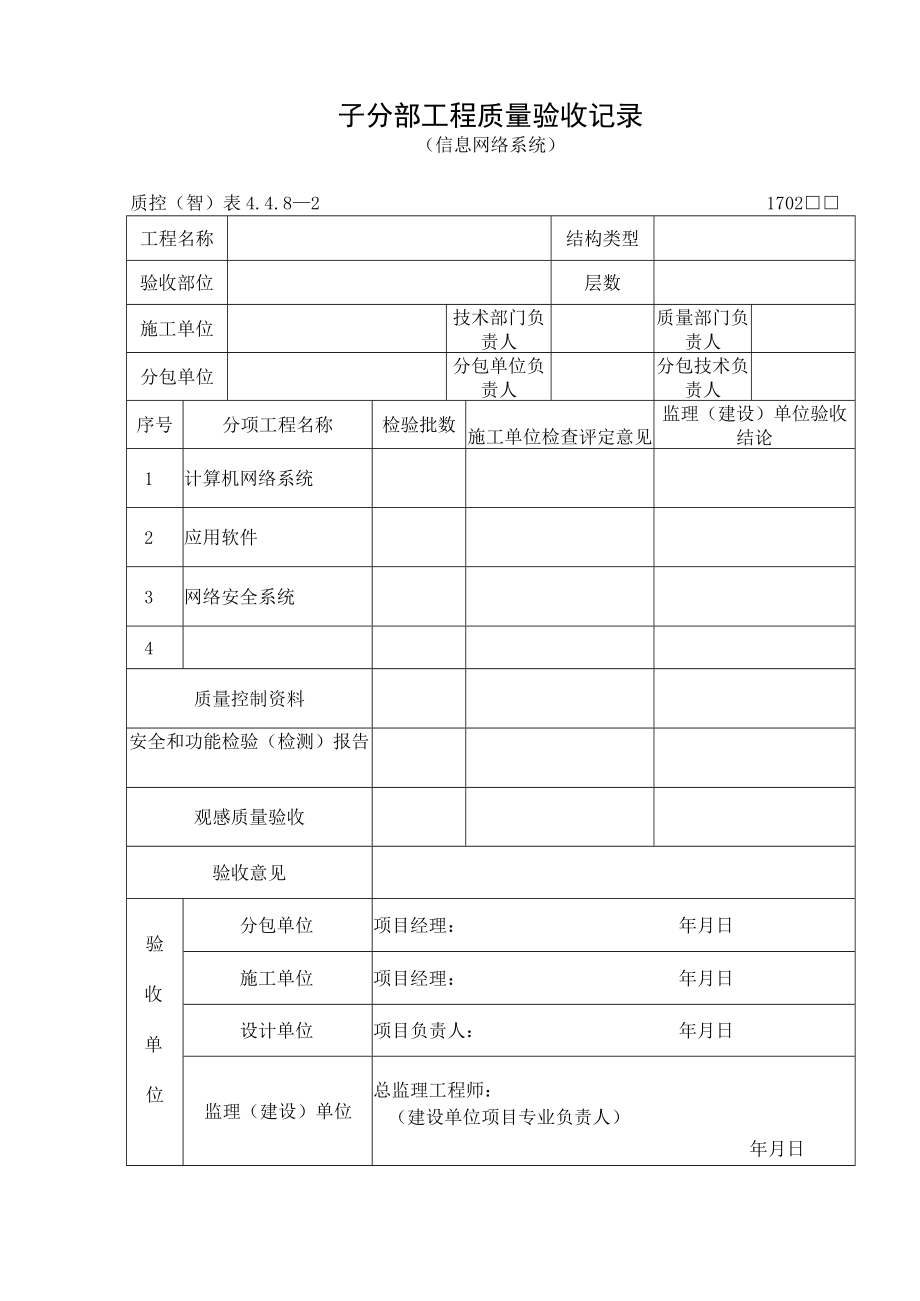 子分部工程质量验收记录（信息网络系统）.docx_第1页