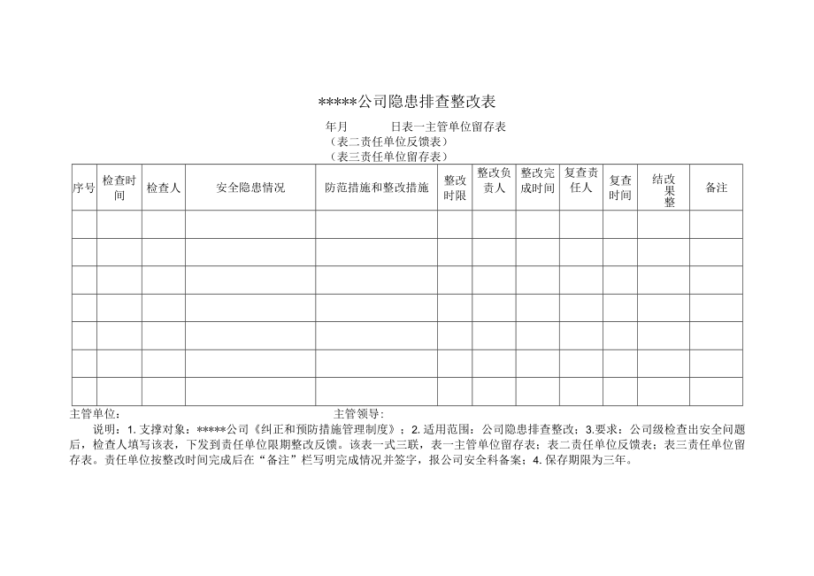 安全标准化之公司隐患排查整改表.docx_第1页