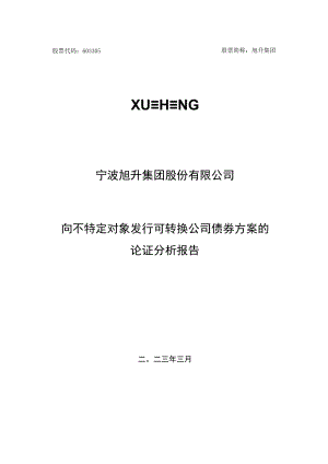 旭升集团向不特定对象发行可转换公司债券方案的论证分析报告.docx