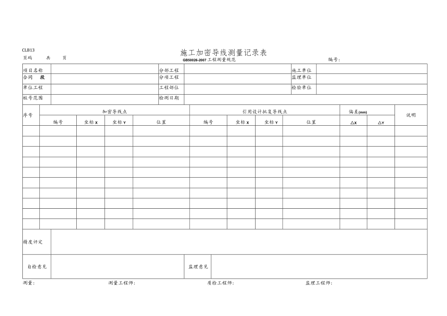 施工加密导线测量记录表.docx_第1页