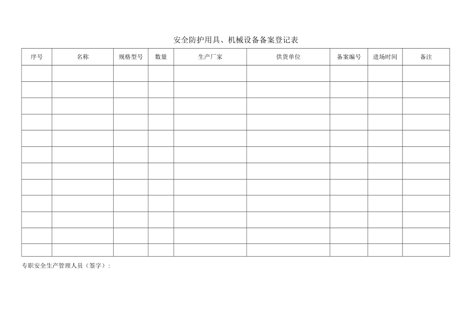 安全防护用具、机械设备备案登记表.docx_第2页