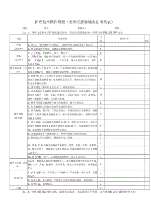 护理技术操作规程（密闭式静脉输血法考核表）.docx