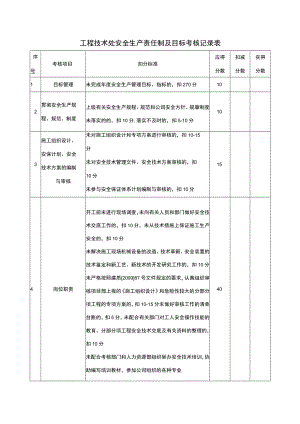 工程技术处安全生产责任制及目标考核记录表.docx