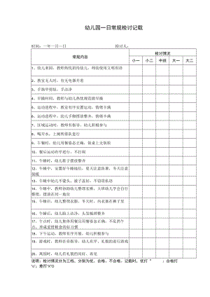 幼儿园一日常规检查记录模板.docx