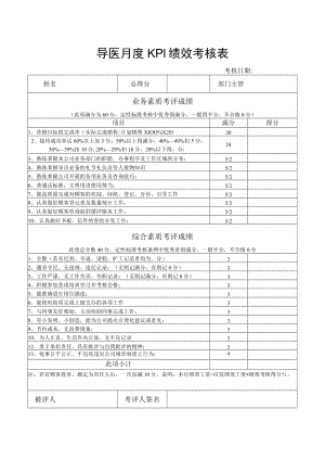 导医月度KPI绩效考核表.docx