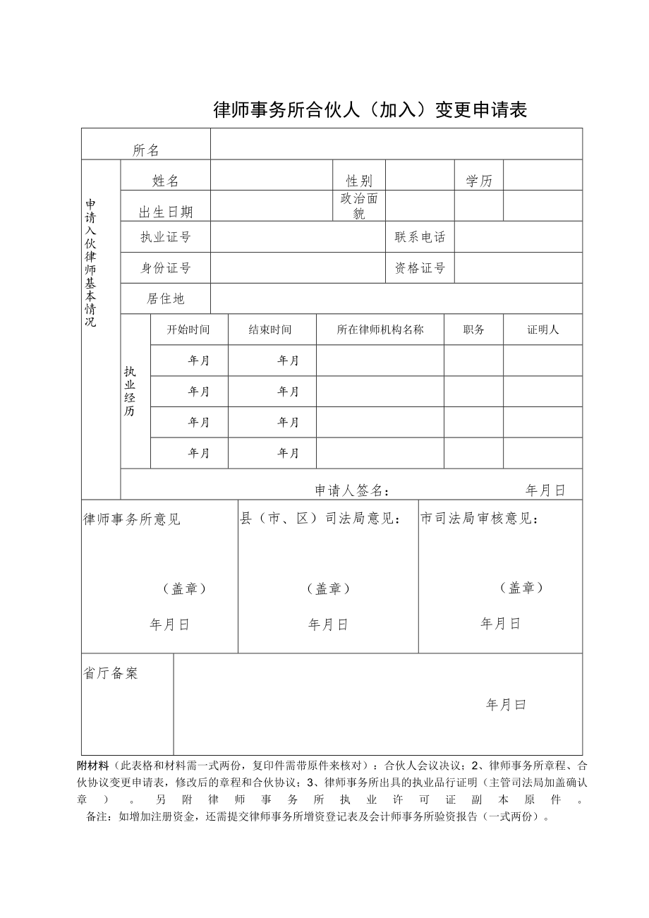 律师事务所加入合伙人登记表.docx_第1页