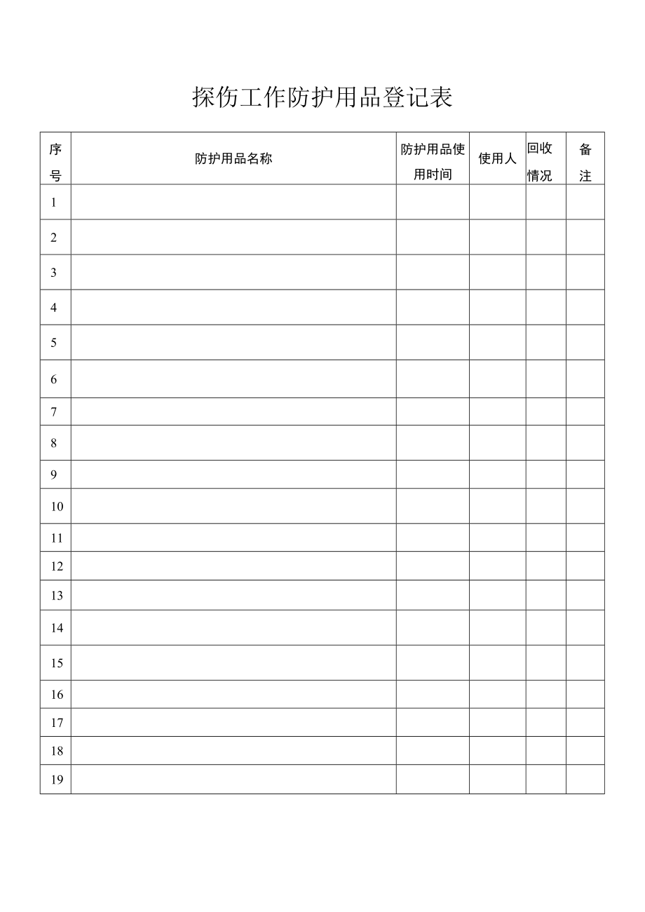 探伤工作防护用品登记表.docx_第1页