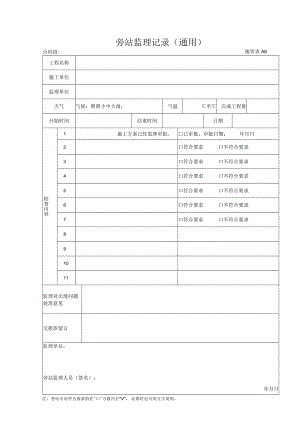 施管表A006 旁站监理记录.docx