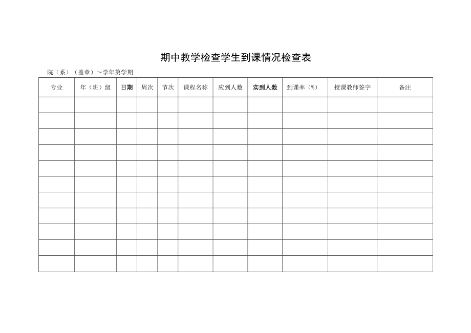 期中教学检查学生到课情况检查表.docx_第1页