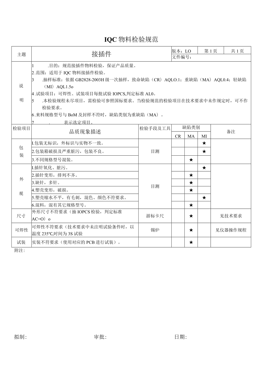 接插件-来料检验规范.docx_第1页