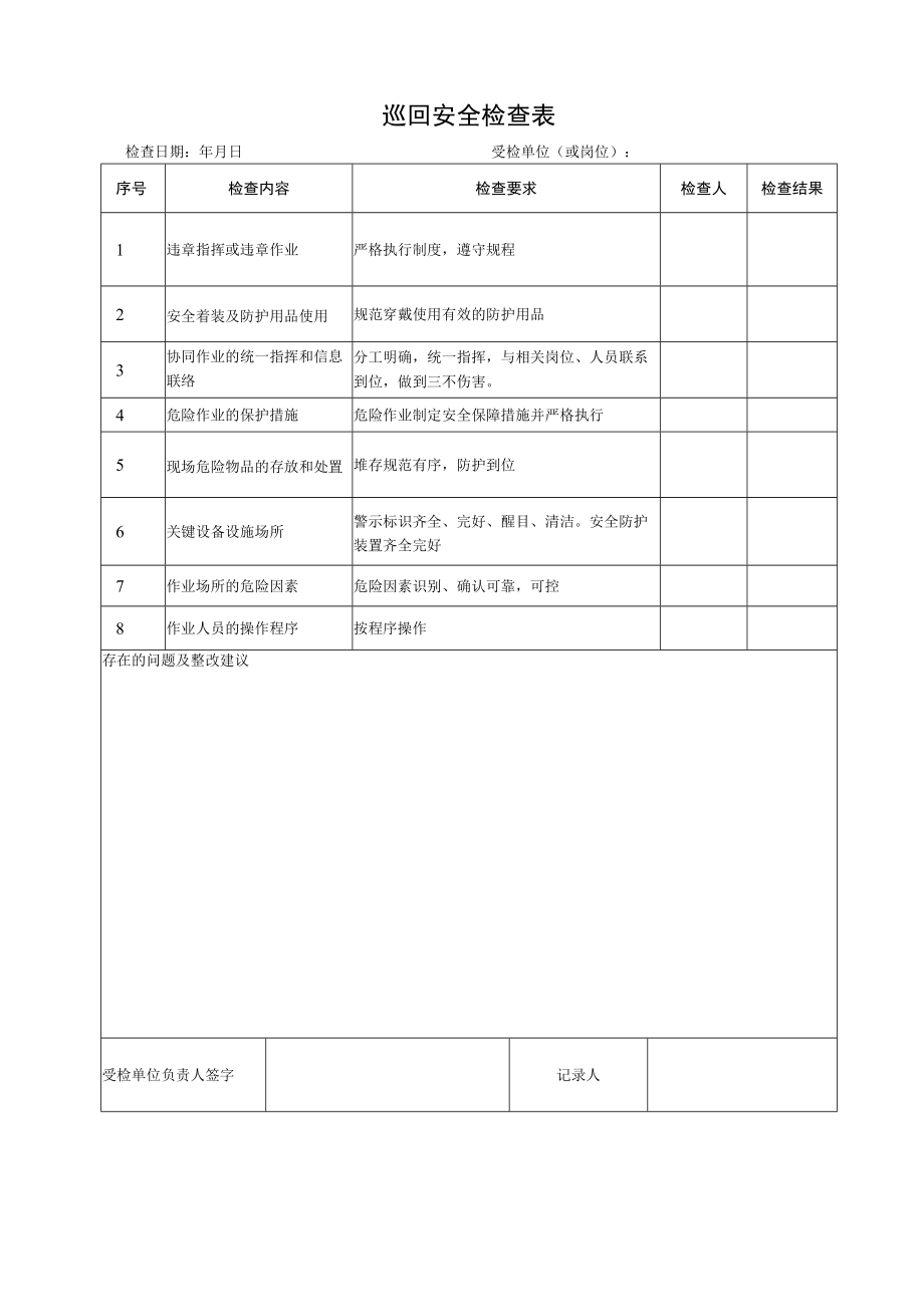 巡回安全检查表.docx_第1页