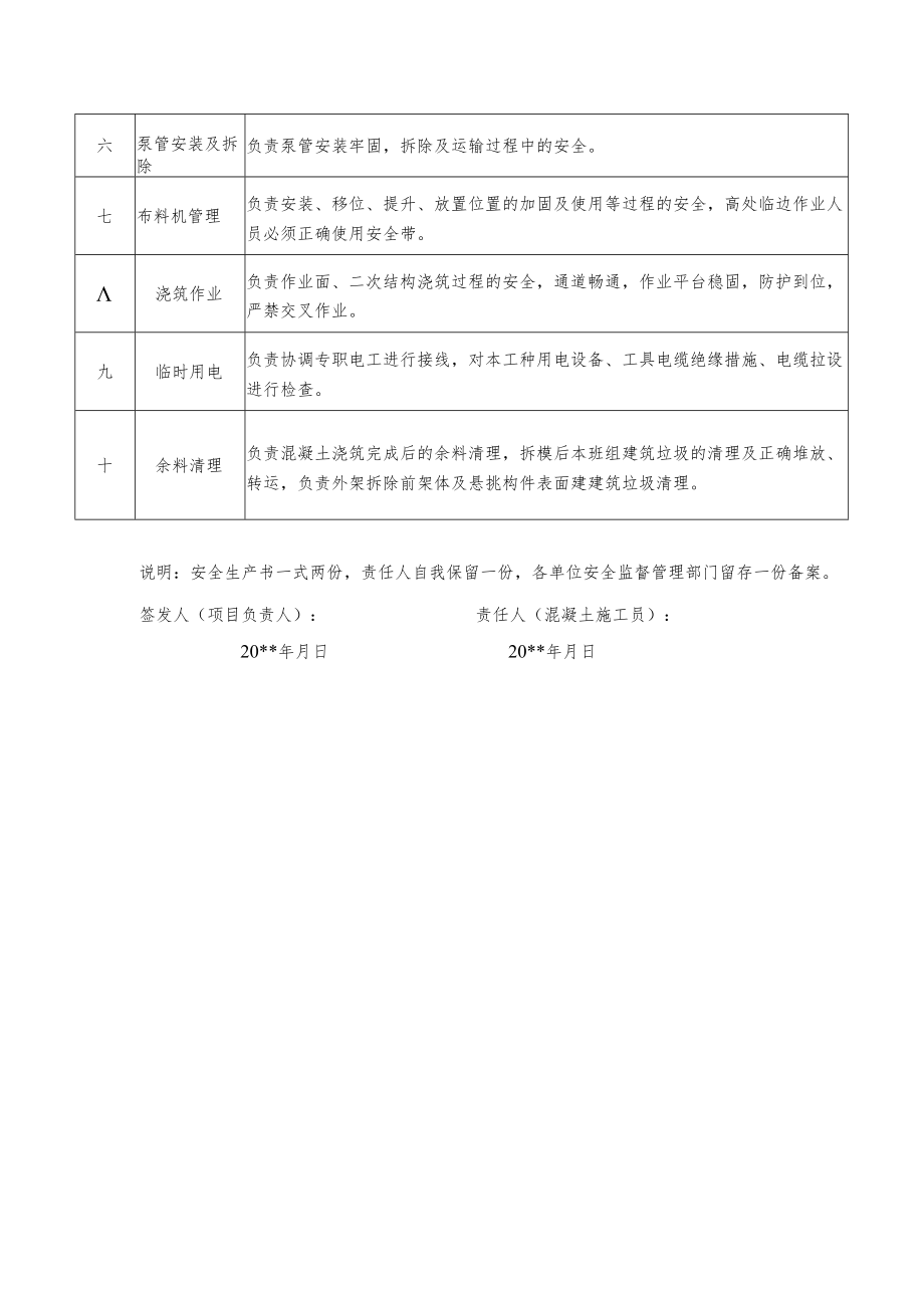 混凝土施工员岗位安全责任书.docx_第2页