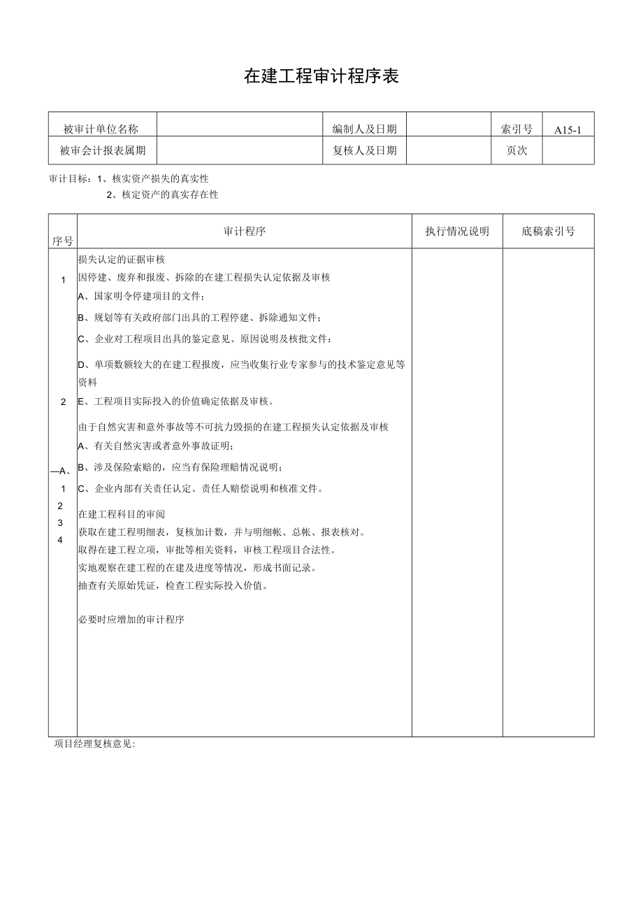 在建工程审计程序表.docx_第1页