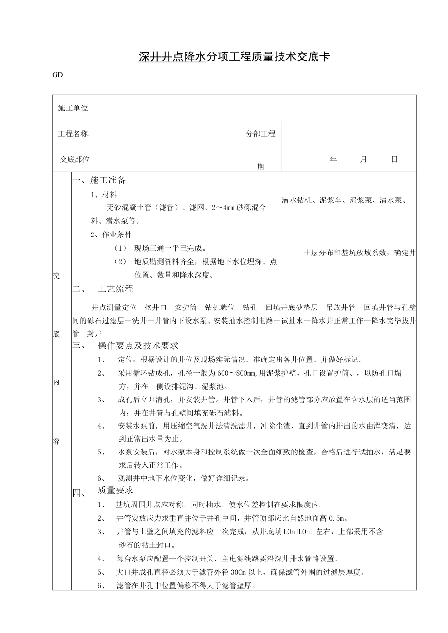 深井井点降水工程技术交底模板.docx_第1页