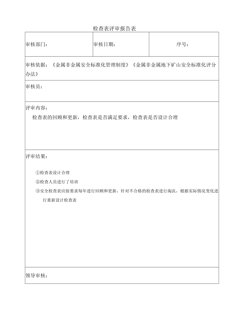 检查表评审报告表.docx_第1页