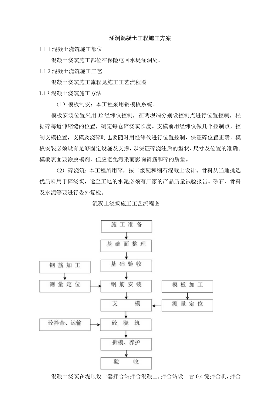 涵洞混凝土工程施工方案.docx_第1页