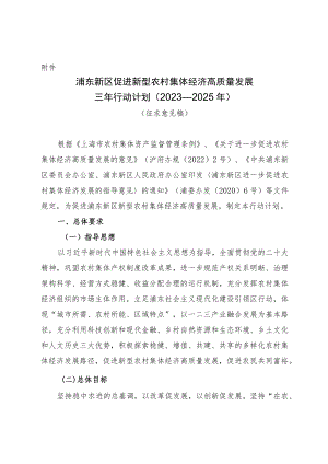 浦东新区促进新型农村集体经济高质量发展三年行动计划（2023—2025年）.docx