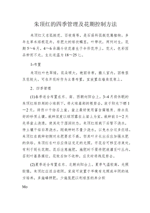 朱顶红的四季管理及花期控制方法.docx