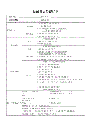 熔解员岗位说明书.docx