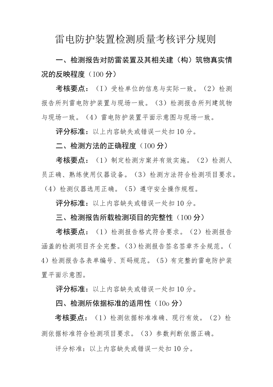 雷电防护装置检测质量考核评分规则.docx_第1页