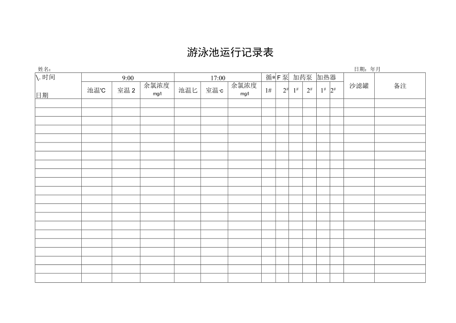 游泳池运行记录表.docx_第1页