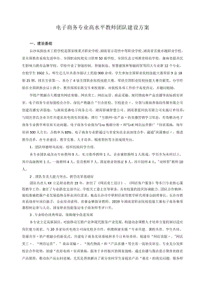 电子商务专业高水平教师团队建设方案.docx