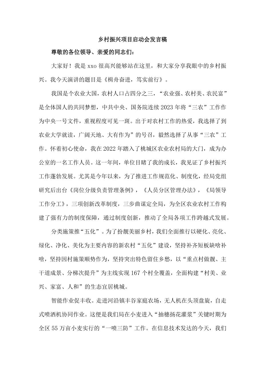 国企单位开展乡村振兴项目启动仪式发言稿 汇编4份.docx_第1页