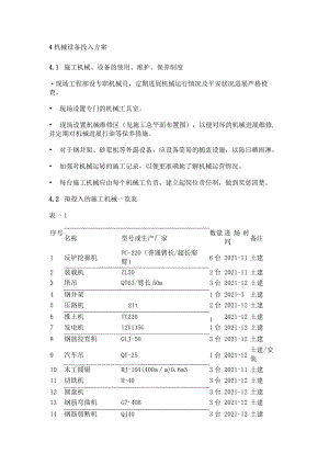 机械设备投入计划.docx