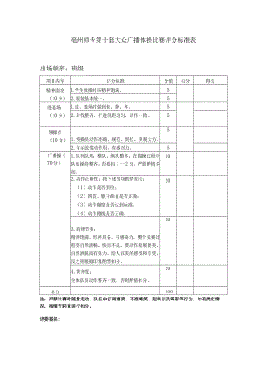 亳州师专第十套大众广播体操比赛评分标准表.docx