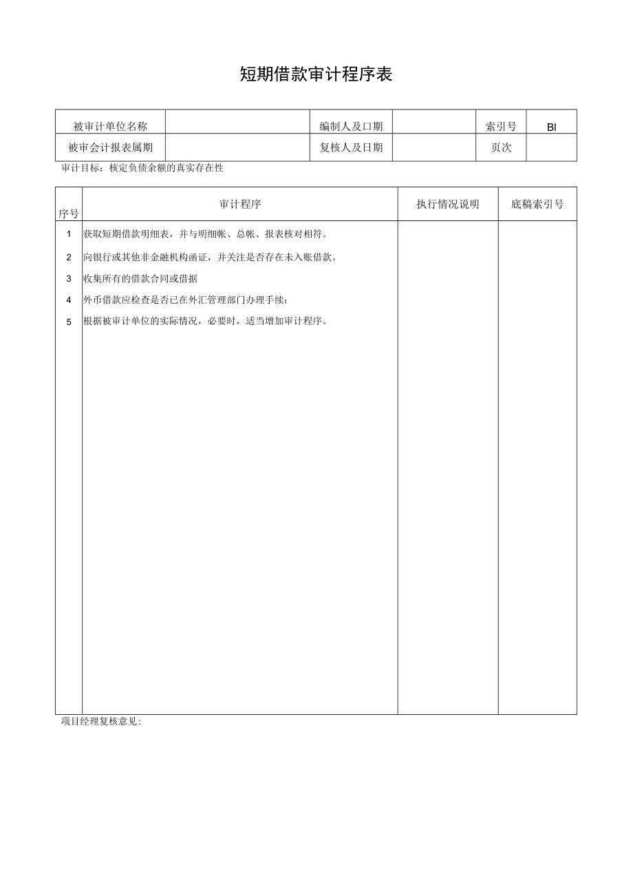 短期借款审计程序表.docx_第1页