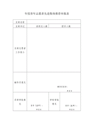 年度青年志愿者先进集体推荐审批表.docx