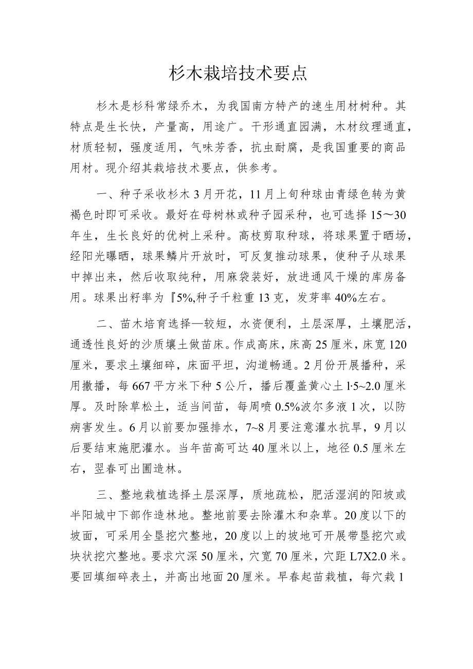 杉木栽培技术要点.docx_第1页