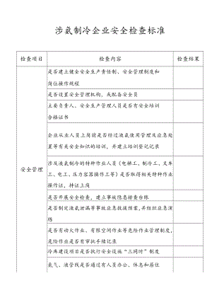 涉氨制冷企业安全检查标准.docx