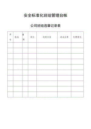 安全标准化班组管理台帐-公司班组违章记录表.docx