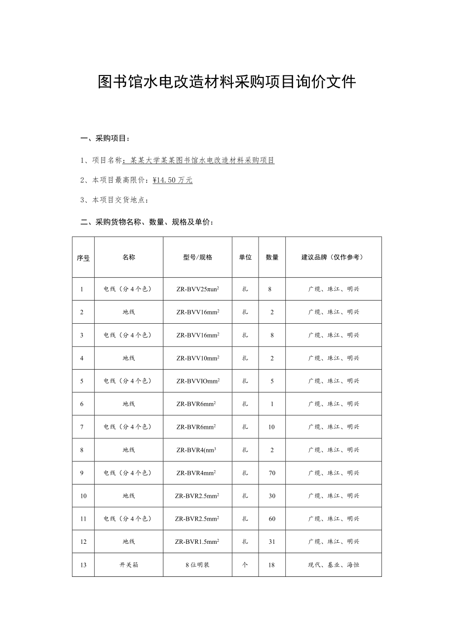 图书馆水电改造材料采购项目询价文件.docx_第1页