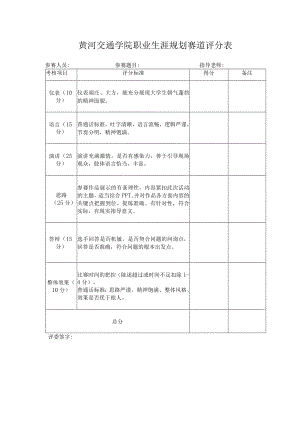 黄河交通学院职业生涯规划赛道评分表.docx