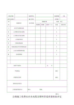 公路施工收费站电缆及塑料管道检验评定表.docx