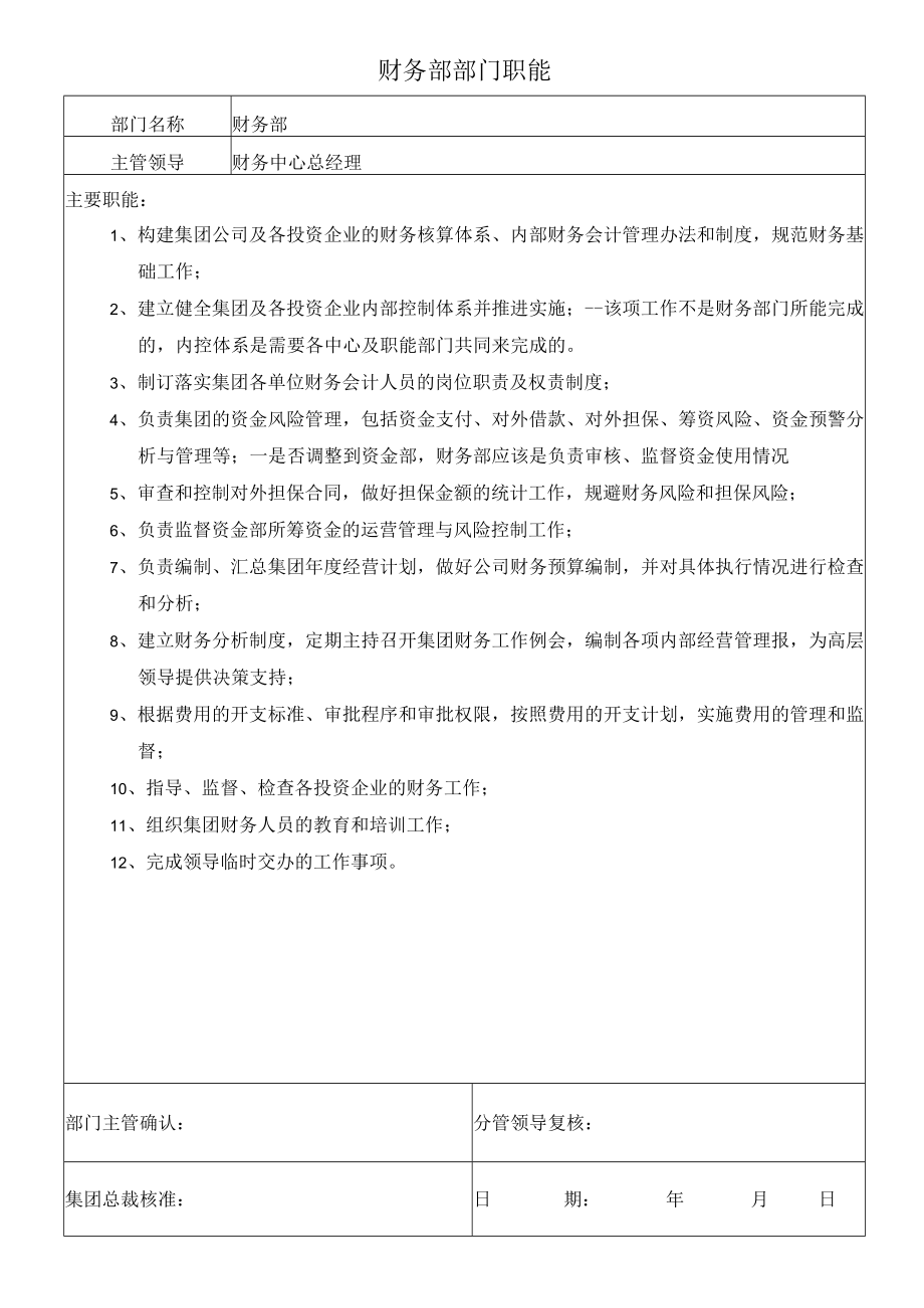 0财务部部门职能.docx_第1页