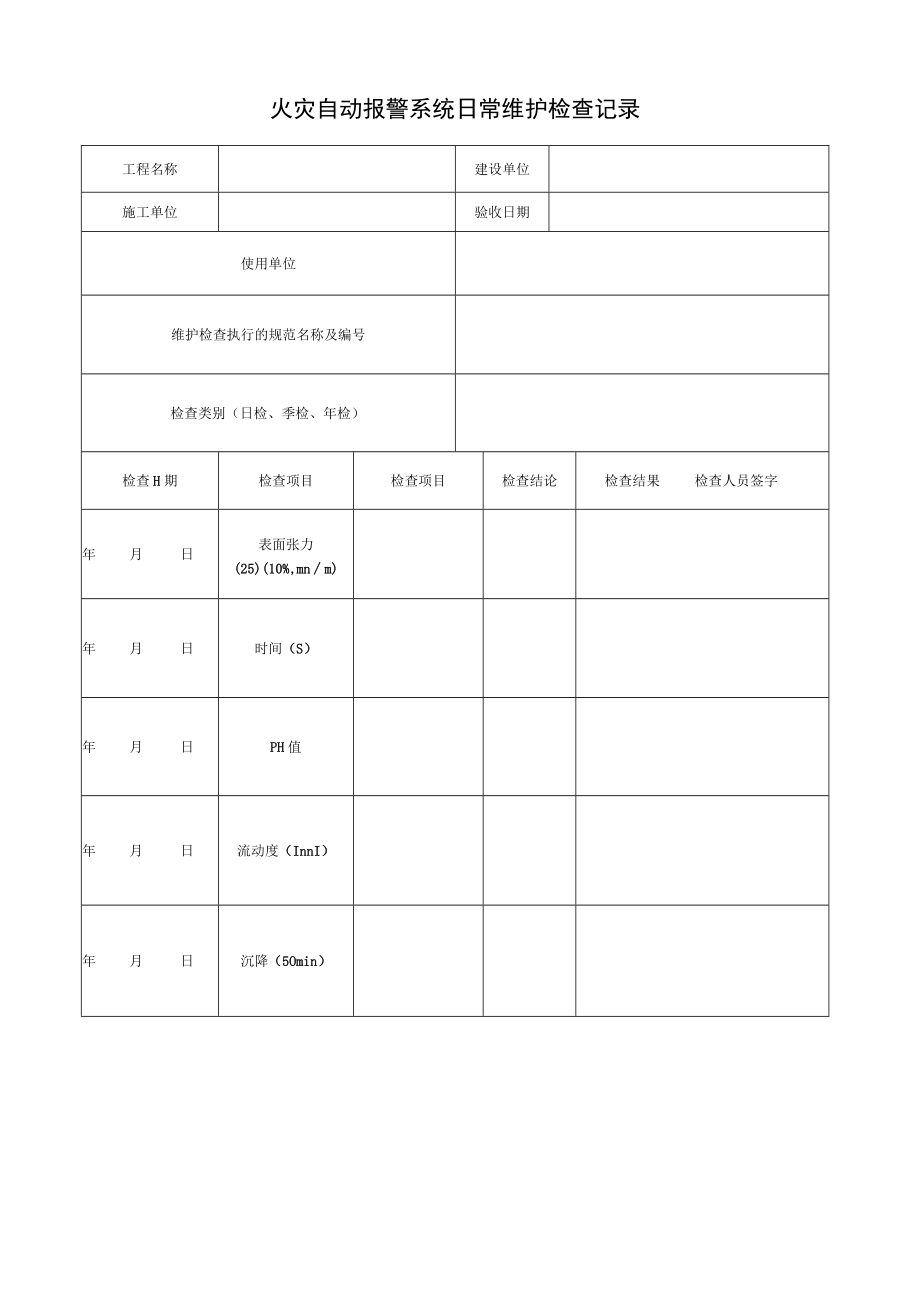 火灾自动报警系统日常维护检查记录.docx_第1页