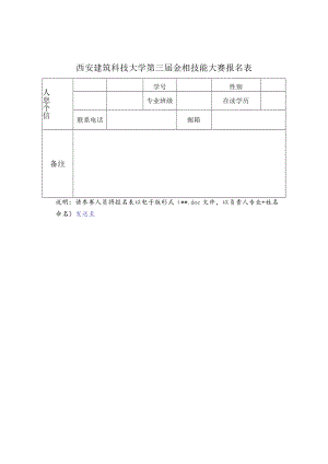 西安建筑科技大学第三届金相技能大赛报名表.docx