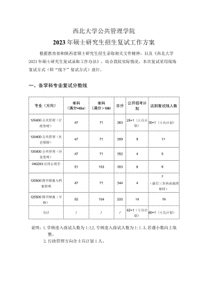 西北大学公共管理学院2023年硕士研究生招生复试工作方案.docx